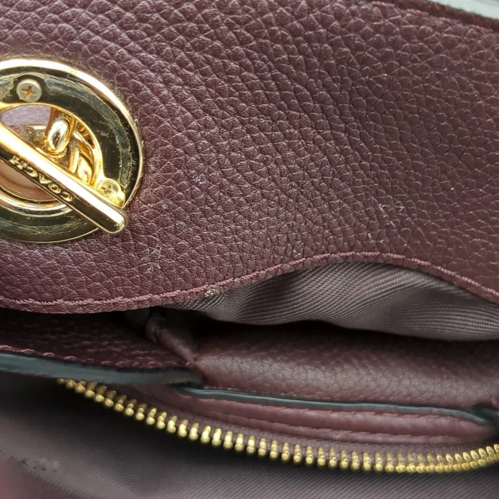 Coach Deep Burgundy Edie Leather Bag - Picture 13 of 16